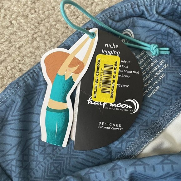 Half Moon by Modern Movement Crop Leggings Womens Size Small Blue Cut Out NEW - Picture 5 of 11